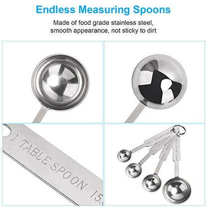 4PCS OstWony Measuring Spoons Set, Includes 1/4 tsp, 1/2 tsp, 1 tsp, 1 tbsp, Food Grade Stainless Steel measuring cups, Tablespoon and Teaspoon for Measure Liquid and Dry Ingredients