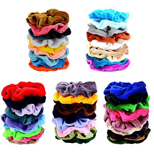 Chloven 45 Pcs Hair Scrunchies Velvet Elastics Hair Bands Scrunchy Hair Ties Ropes Scrunchie for Women Girls Hair Accessories - Great Gift for Holiday Seasons