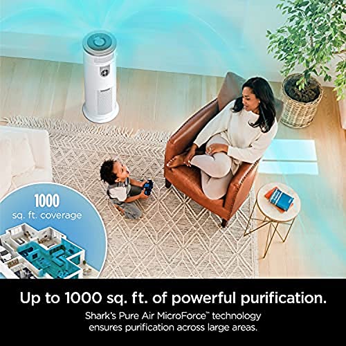 Shark HC502 3-in-1 Clean Sense Air Purifier MAX, Heater & Fan, HEPA Filter, 1000 Sq Ft, Oscillating, Large Rooms, Kitchens, Captures 99.98% of Particles for Clean Air, Dust, Smoke & Allergens, White