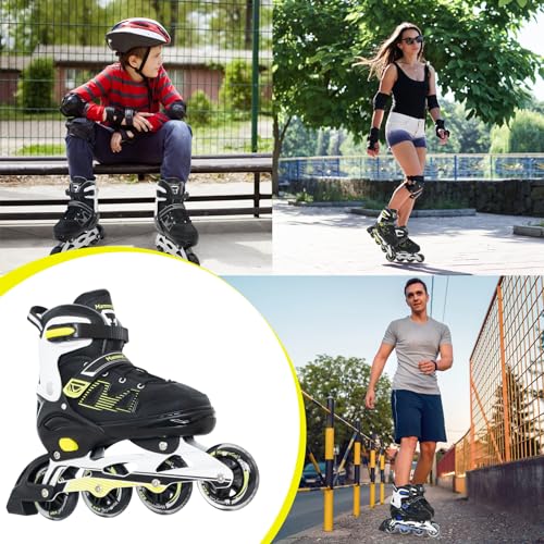 MammyGol Adult Inline Skates for Men Women, Roller Skates with Carbon Steel Bearings, TPR Brake, 3D Mesh, EVA Lining, PVC Upper | Adjustable Size for Better Fit for Skating Enthusiasts