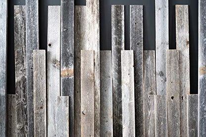 Rustic Farmhouse Reclaimed Barn Wood Bundle | 12 inch | Wood Plank | Wall Panels | Remodeling| DIY | Repurposed | Decoration | Shiplap | Natural Weathered Gray | Pack of 6 Planks