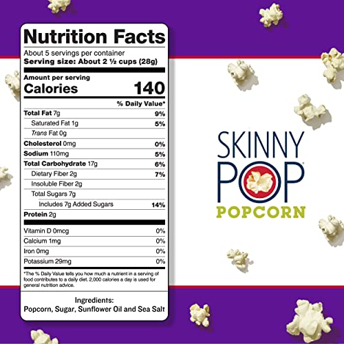 SkinnyPop Popped Sweet & Salty Kettle Popcorn, Gluten Free, Vegan Popcorn, Non-GMO, Healthy Popcorn Snacks, Back to School Snack, Skinny Pop, 5.3oz Grocery Sized Bag