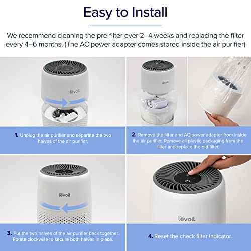 LEVOIT Air Purifiers for Bedroom Home, HEPA Filter Cleaner with Fragrance Sponge for Better Sleep, Filters Smoke, Allergies, Pet Dander, Odor, Dust, Office, Desktop, Portable, Core Mini, White