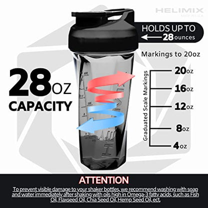 HELIMIX 2.0 Vortex Blender Shaker Bottle Holds upto 28oz | No Blending Ball or Whisk | USA Made | Pre Workout Protein Drink Cocktail Shaker Cup | Weight Loss Supplements Shakes | Top Rack Safe