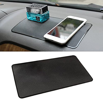 Car Dashboard Anti-Slip Rubber Pad, 10.6 x 5.9 Universal Non-Slip Car Magic Dashboard Sticky Adhesive Mat for Phones Sunglasses Keys Electronic Devices and More Use (Black/Grid)