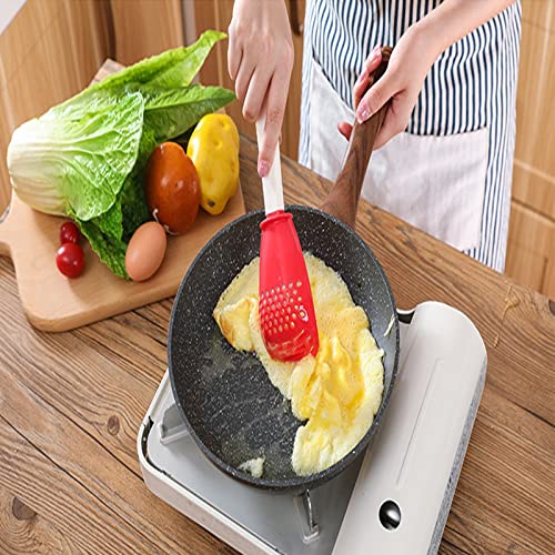 4 PCS Multifunctional Cooking Spoon, All Purpose Kitchen Tool Skimmer Scoop Colander Strainer Grater Masher, Food-Grade High Temperature Resistant Cooking Gadgets (2Red+2Black)