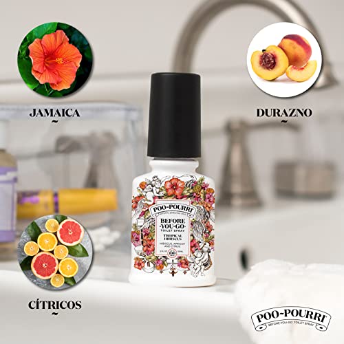 Poo-Pourri Before-You-Go Toilet Spray, Tropical Hibiscus, Travel Size 10 mL - Hibiscus, Apricot and Citrus