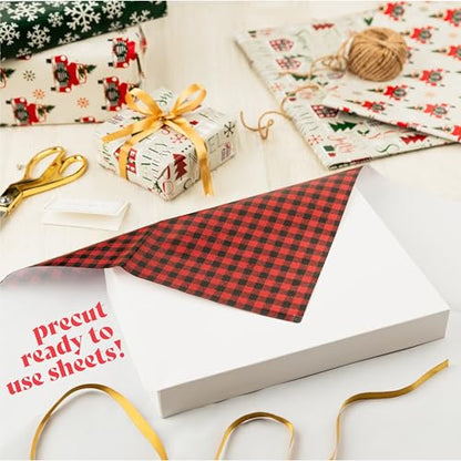 Christmas Wrapping Paper Sheets- 20 Precut Sheets Christmas Gift Wrap Paper- Christmas Paper Wrapping Sheets (30"x20")- 4 Unique Patterns of Holiday Wrapping Paper, 20 Sheets (20 Joyous Christmas Wrapping Sheets)