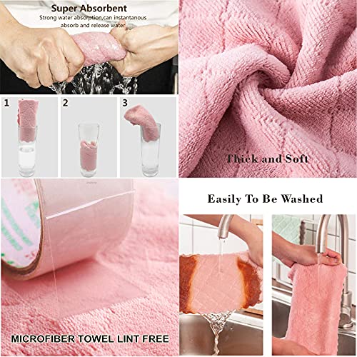 12 Pack Kitchen Towels Quick Dry Washcloths, Coral Velvet Dishtowels Multipurpose Reusable Dish Cloths, Soft Tea Towels Absorbent Cleaning Cloths Double-Sided Microfiber Towel Lint Free Cleaning Rags.