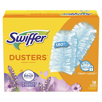 Swiffer Dusters, Ceiling Fan Duster, Multi Surface Refills with Febreze Lavender, 18 Count