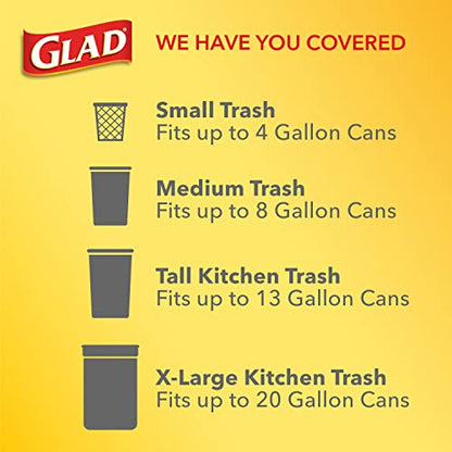 GLAD ForceFlex Tall Drawstring Trash Bags, 13 Gallon White Bags for Kitchen Can, Gain Original Scent to Eliminate Odors, 40 Count