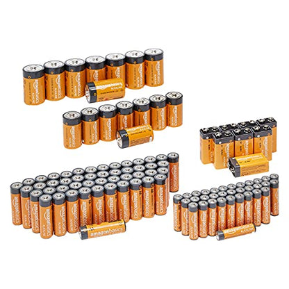 Amazon Basics 108 Count Alkaline Battery Super Value Pack - 48 AA + 36 AAA + 8 C + 8 D + 8 9Volt