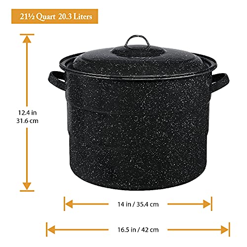 Granite Ware 8 Piece Enamelware Water bath Canning Pot (Speckled Black) with Canning Toolset and Rack. Canning Supplies Starter Kit, Canning Supplies. Canning Kit.