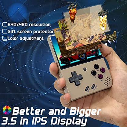 Miyoo Mini Plus Handheld Game Console Portable Retro Video Games Consoles Rechargeable Battery Hand Held Classic System Retro Gray with Case