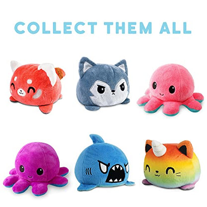 TeeTurtle - The Original Reversible Octopus Plushie - Red Angry + Gray Sad - Cute Sensory Fidget Stuffed Animals That Show Your Mood