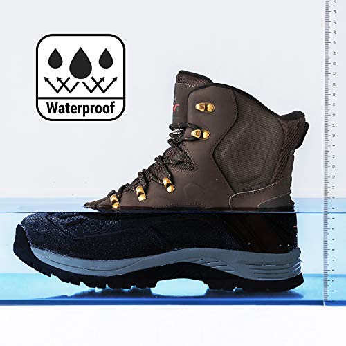 NORTIV 8 Men's 180411 Dark Brown Black Insulated Waterproof Construction Hiking Winter Snow Boots Size 15 M US