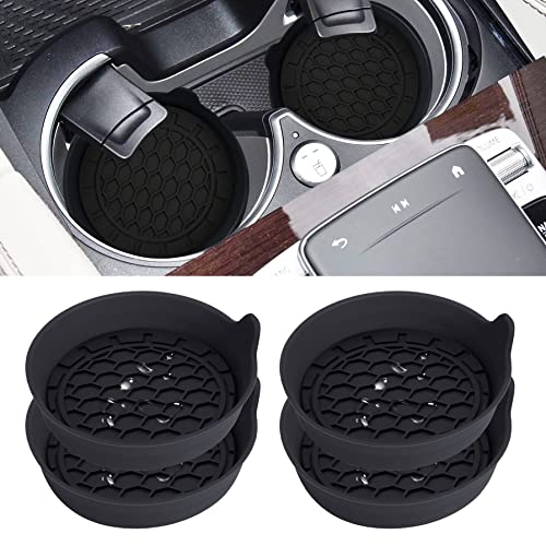 Amooca Automotive Cup Holders Universal Car Cup Coaster Waterproof Non-Slip Sift-Proof Spill Holder Car Interior Accessories 4 Pack Black