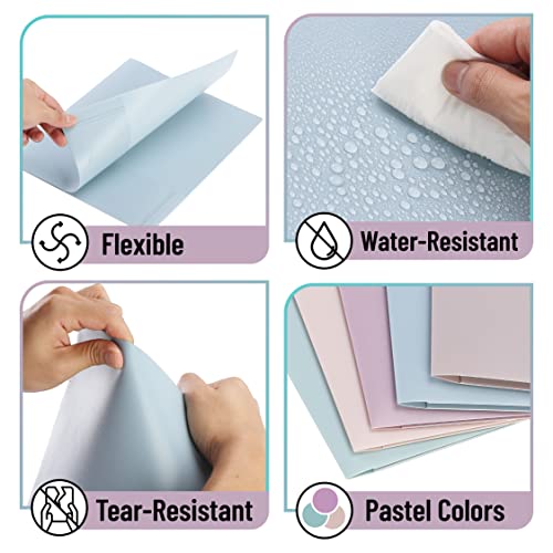 Mr. Pen- Plastic Folders with Pockets, 5 pcs, Muted Pastel Colors, 2 Pocket Plastic Folders, File Folders with Pocket