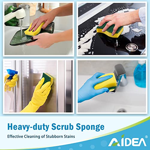 AIDEA Heavy Duty Scrub Sponge-24Count, Cleaning Scrub Sponge, Stink Free Sponge, Effortless Cleaning Eco Scrub Pads for Dishes,Pots,Pans All at Once