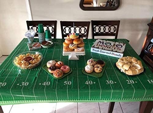 Oojami 4 Pack Football Touchdown Table Cover Includes 1 Touchdown Banner Games, Playoffs, Birthdays, Tailgate, Baby Shower, Football Theme Party Supplies