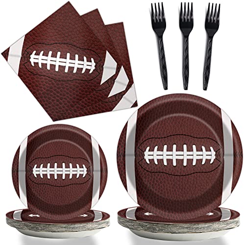 gisgfim 96 Pcs Football Party Supplies Bundle Paper Plates Napkins Football Sports Party Birthday Decorations Favors For Kids Serves 24