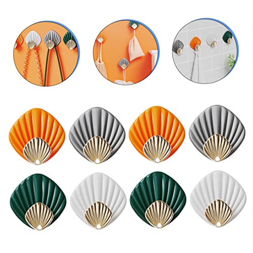 TIDTALEO 8pcs Wall Hook Plastic Hooks for Hanging Office Decore Wall Hanging Hooks Dorm Room Essentials for College Students Girls Shell Coat Hooks Dorm Essentials Wall Storage Hook Abs Key