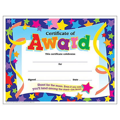 Trend Enterprises Certificate of Award Colorful Classics Certificates, 8.5 x 11 Inches - 30 Piece, (T-2951)