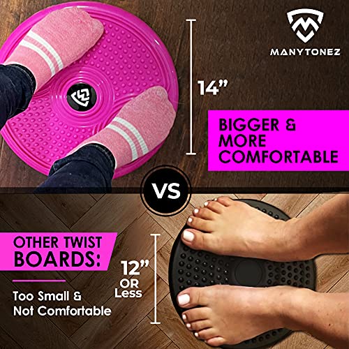 MANYTONEZ Ab Stomach Waist Trainer Twist Board Machine - Large 14 inch Abdominal Exercise Equipment Disc with Workout Floor Mat - for Slimming and Strengthening Abs Core at Home, Office