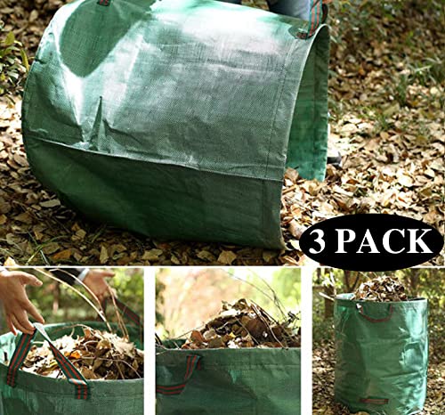 72 Gallons Garden Bag Collapsible Reuseable Heavy Duty Garden Waste Bags for Lawn Yard Leaf Trash Debris Garden bags with Gardening Gloves(3-Pack)