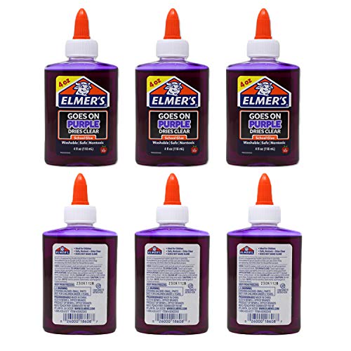 Elmer’s Disappearing Liquid School Glue | Purple Color, Dries Clear, for Kids Arts and Crafts | 4 oz (5 Pack)