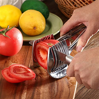 InfantLY Bright Kitchen Gadgets Handy Stainless Steel Onion Holder Potato Tomato Slicer Vegetable Fruit Cutter Safety Cooking Tools Accessories