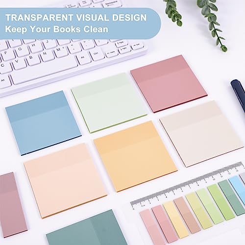 EOOUT 11 Pack 650pcs Transparent Sticky Notes, 19 Colors Clear Self-Sticky Notes, Translucent Adhesive Sticky Notes for Bible Tabs, Book Tabs, School Supplies for College, Office