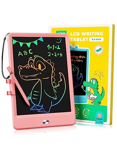 KOKODI LCD Writing Tablet, 8.5 Inch Toddler Doodle Board Drawing Tablet, Erasable Reusable Electronic Drawing Pads, Educational and Learning Toy for 3-8 Years Old Boy and Girls (Pink)