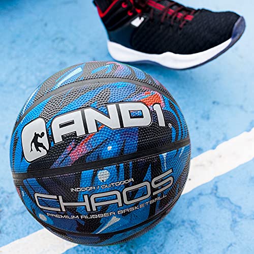 AND1 Chaos Basketball: Official Regulation Size 7 (29.5 inches) Rubber - Deep Channel Construction Streetball, Made for Indoor Outdoor Basketball Games