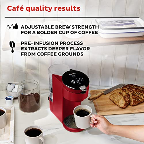 Instant Solo Single Serve Coffee Maker, From the Makers of Pot, K-Cup Pod Compatible Brewer, Includes Reusable & Bold Setting, Brew 8 to 12oz., 40oz. Water Reservoir, Red