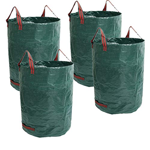 80 Gallons Reusable Garden Waste Bags - 4 Pack Reusable Lawn Bags (H33, D26 inches) Garden Bag Landscaping Bags Yard Bags Heavy Duty | Yard Waste Container Leaf Bags for Gardening Lawn Pool Waste Bin