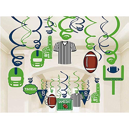 Anor Wishlife 30Ct American Football Hanging Swirl Decorations - Football Super Bowl Game Day Decorations,Sport Game Day Party Supplies