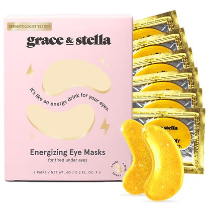 Award Winning Under Eye Mask (Blue, 6 Pairs) Reduce Dark Circles, Puffy Eyes, Undereye Bags, Wrinkles - Gel Under Eye Patches, Vegan Cruelty-Free Self Care by grace and stella