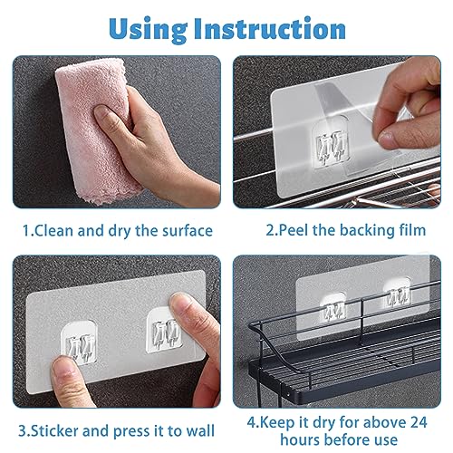 Chris.W 4 Pack Clear Adhesive Suction Sticker for No Drilling Bathroom Shower Shelf Accessories, Super Strong Adhesive Wall Sticker for Shower Caddy and More