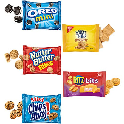 OREO Mini Cookies, Mini CHIPS AHOY! Cookies, RITZ Bits Cheese Crackers, Nutter Butter Bites & Wheat Thins Crackers, Nabisco Cookie & Cracker Variety Pack, School Lunch Box Snacks, 50 Snack Packs