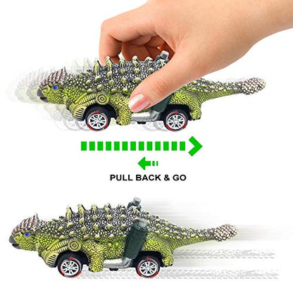 DINOBROS Dinosaur Toy Pull Back Cars,6 Pack Dino Toys for 3 Year Old Boys Girls and Toddlers,Boy Toys Age 3,4,5 and Up,Pull Back Toy Cars,Dinosaur Games with T-Rex