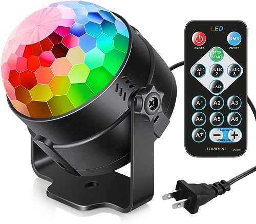 Sound Activated Party Lights with Remote Control Dj Lighting, RBG Disco Ball, Strobe Lamp 7 Modes Stage Par Light for Home Room Dance Parties Birthday DJ Bar Karaoke Xmas Wedding Show Club Pub