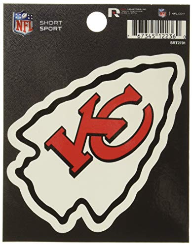 Rico Industries NFL Football Kansas City Chiefs Short Sport Decal 3.75' x 4.75' Die Cut Team Logo Short Sport Decal