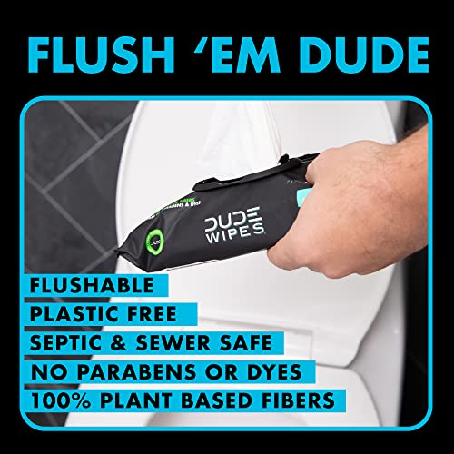 DUDE Wipes - Flushable Wipes - 1 Pack, 48 Wipes - Unscented Extra-Large Adult Wet Wipes - Vitamin-E & Aloe for at-Home Use - Septic and Sewer Safe