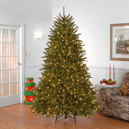 National Tree Company Pre-Lit Artificial Full Christmas Tree, Green, Dunhill Fir, White Lights, Includes Stand, 6 Feet