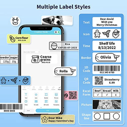 Phomemo D30 Label Maker, Mini Thermal Label Printer Portable Sticker Maker, Bluetooth Inkless Label Makers with Tape for HomeSmall BusinessProductsOrganizing Work for 0.23 0.35 0.47 inch 12mm Tape