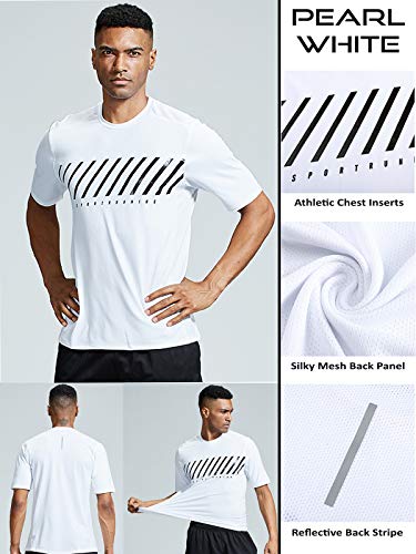 5 Pack Men’s Active Quick Dry Crew Neck T Shirts | Athletic Running Gym Workout Short Sleeve Tee Tops Bulk (Set 2, Large)