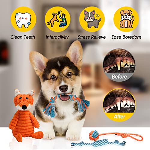 Zeaxuie 9 Pack Luxury Puppy Toys for Teething Small Dogs, Puppy Chew Toys with Cute Squeaky Dog Toys, Ball and More Rope Dog Chew Toys