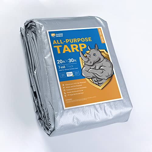 GUARD SHIELD Silver Tarp Waterproof 20x30 Feet Medium Duty All Purpose Poly Tarps Cover 7mil