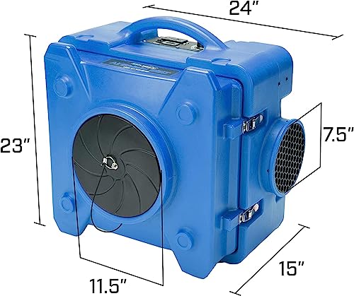 BlueDri BD-AS-550-BL Negative Machine Airbourne Cleaner HEPA Scrubber Water Damage Restoration Equipment Air Purifier, Blue